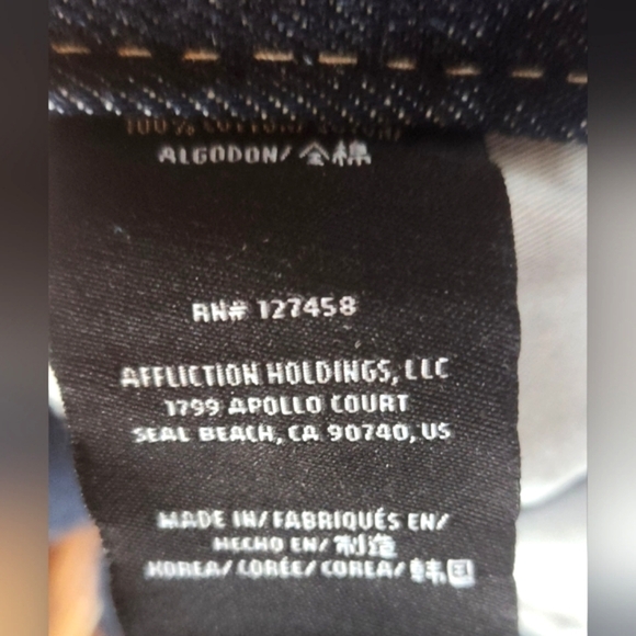 AFFLICTION Flapover BLAKE Black Premium Distressed Patches Y2k Denim Jeans 36 EC - Picture 10 of 16